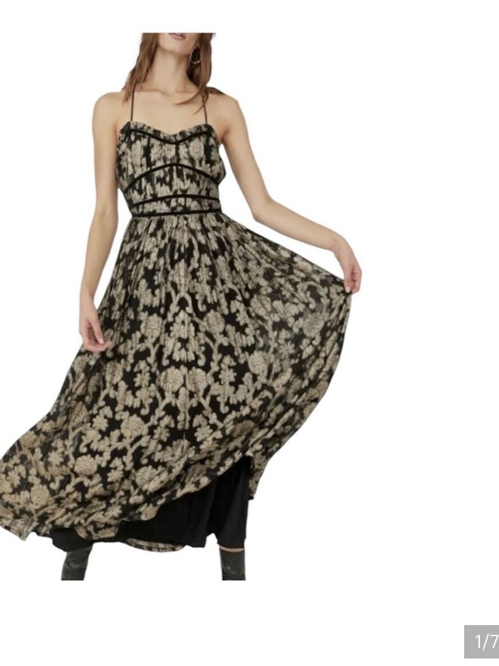 Free People Women’s Dress Charlie Bustier Dress Small S Black Combo New